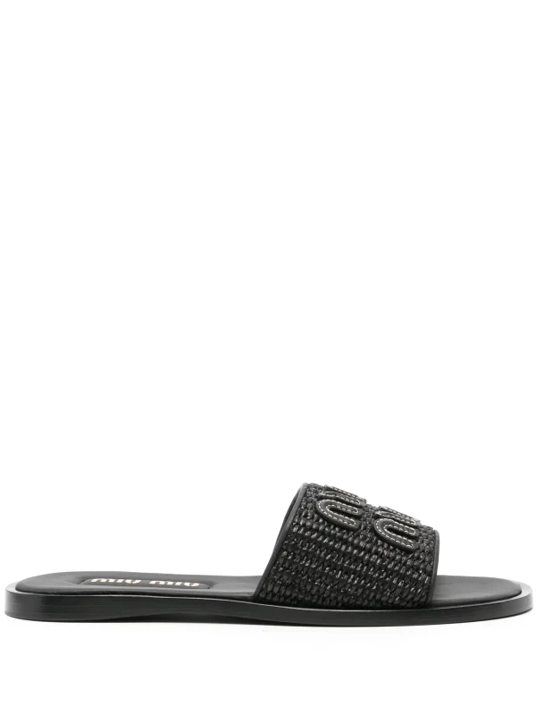 Miu Miu Slipper Black Straw - Image 8