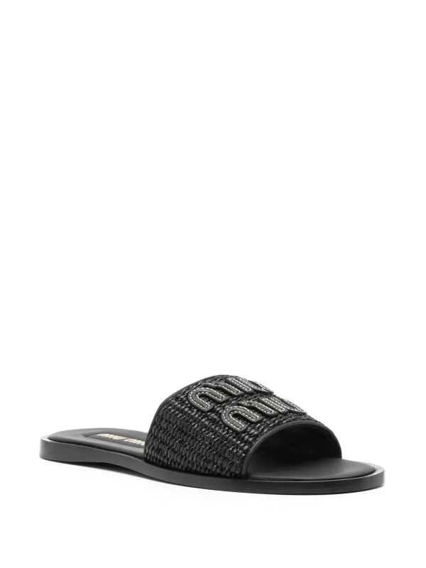 Miu Miu Slipper Black Straw - Image 5