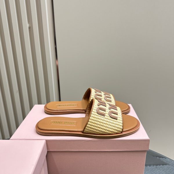 Miu Miu Slipper Browne Straw - Image 2