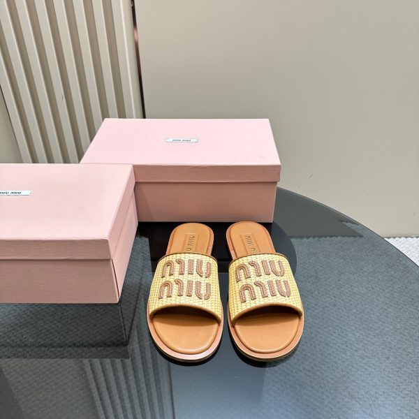 Miu Miu Slipper Browne Straw - Image 4