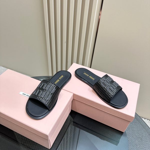 Miu Miu Slipper Black Straw - Image 4