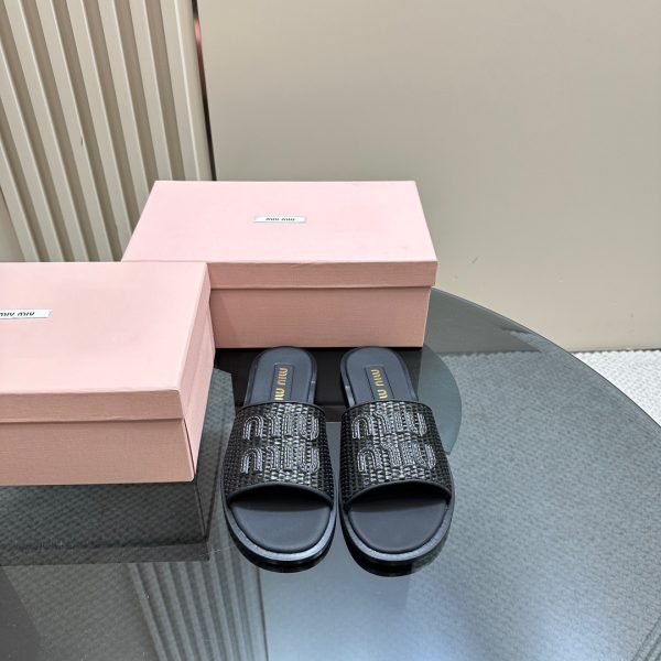 Miu Miu Slipper Black Straw - Image 3