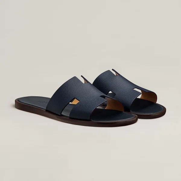 Hermes Izmir Sandal Marine Brown Epsom Leather - Image 6