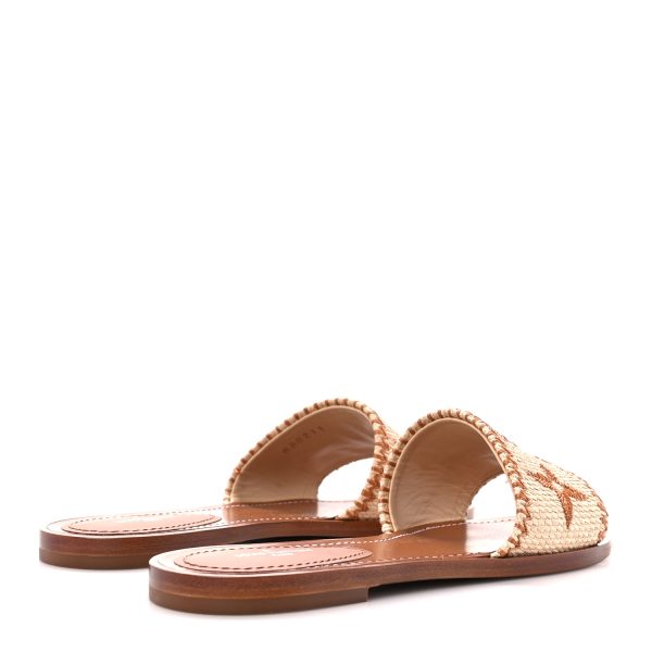 Louis Vuitton  Raffia Calfskin Monogram Lock It Flat Mules - Image 3