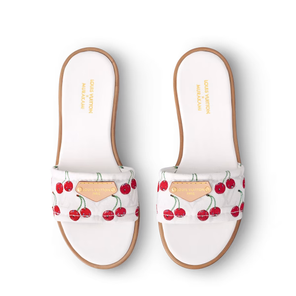 Louis Vuitton Cherry Lily Flat Mule x Takashi Murakami White - Image 3