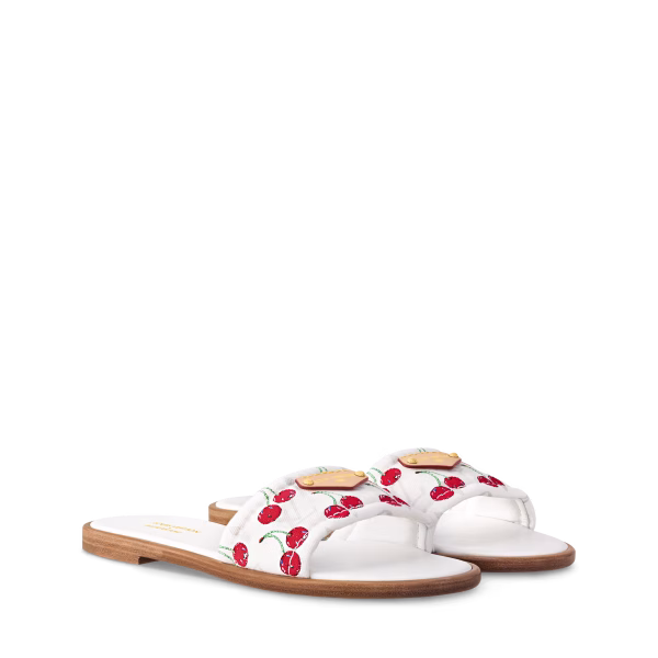 Louis Vuitton Cherry Lily Flat Mule x Takashi Murakami White - Image 5