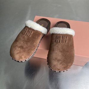 Miu Miu shearling trimmed Cocoa Brown
