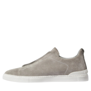 ZEGNA Grey Mélange Suede Triple Stitch