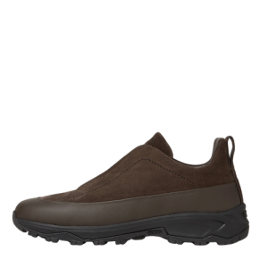 Zegna Dark Brown Leather and Suede Triple Stitch