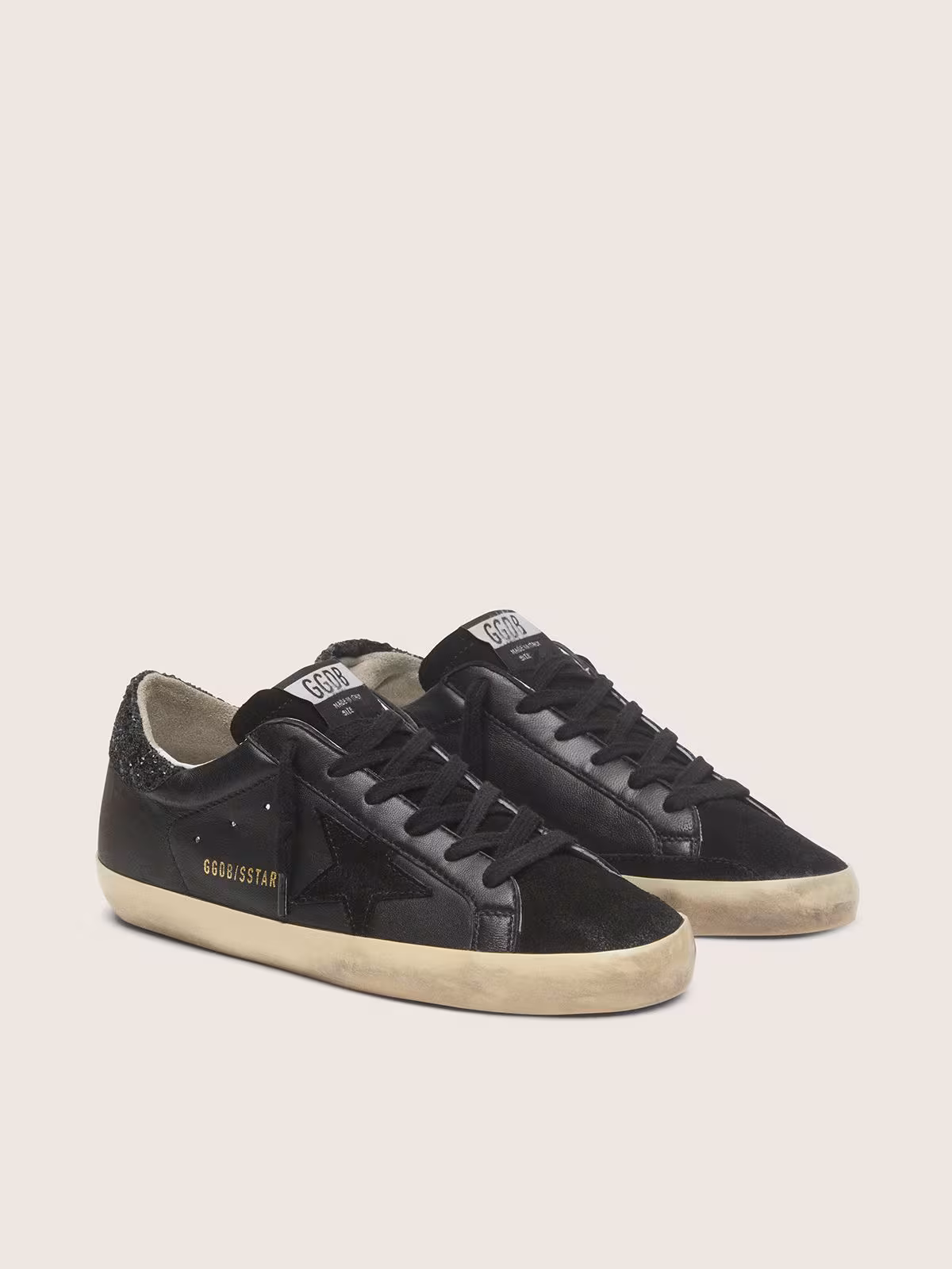 Golden Goose Super-Star in black star and glitter - Image 7