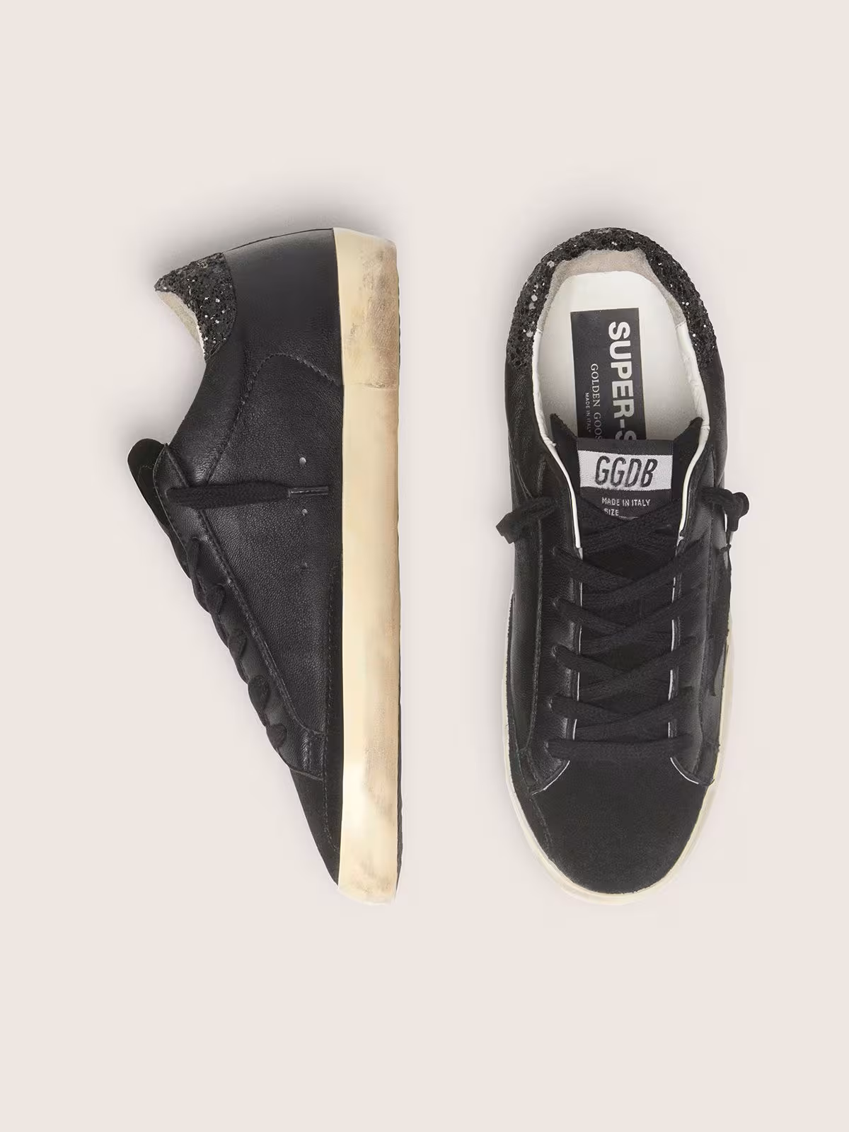 Golden Goose Super-Star in black star and glitter - Image 6