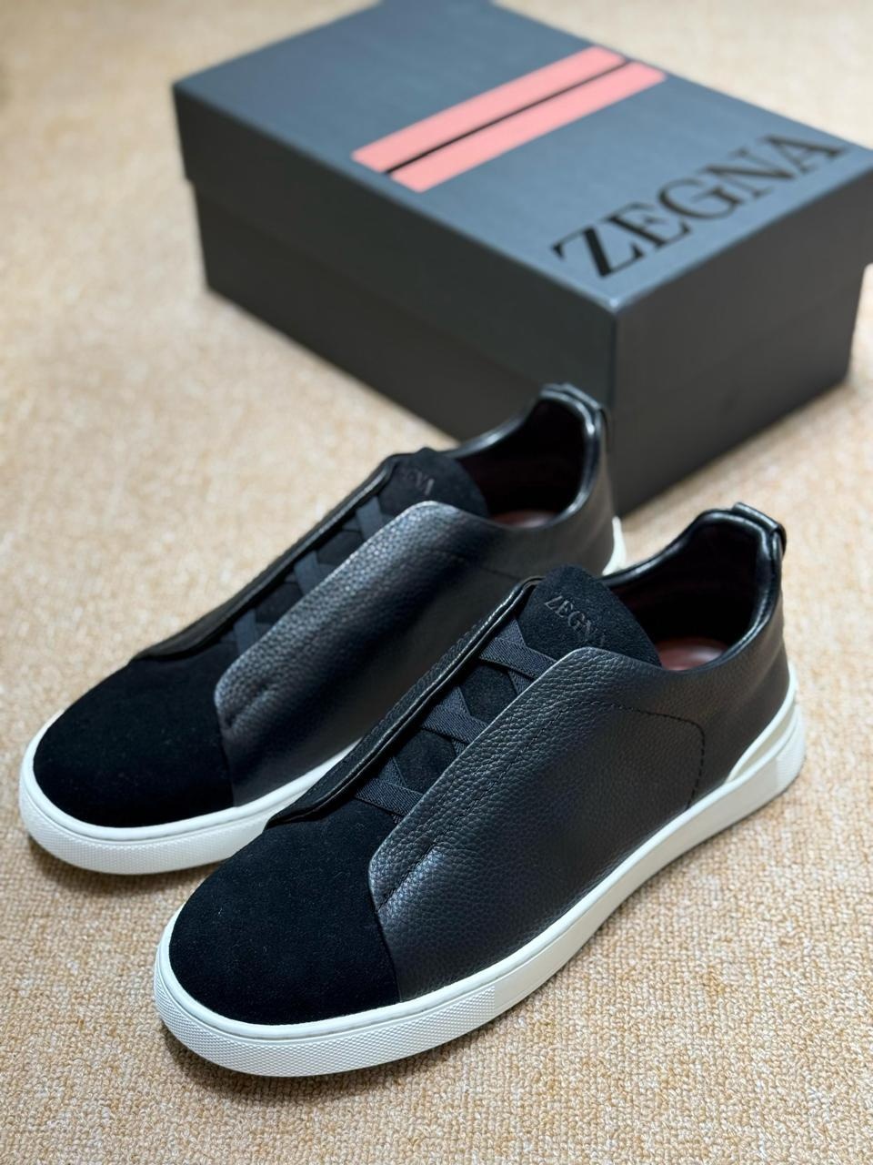 Zegna Ermengildo Suede Triple Stitch Black - Image 5