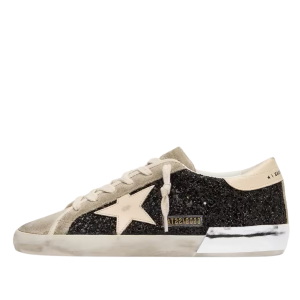 Golden Goose Super-Star in black glitter with cream star