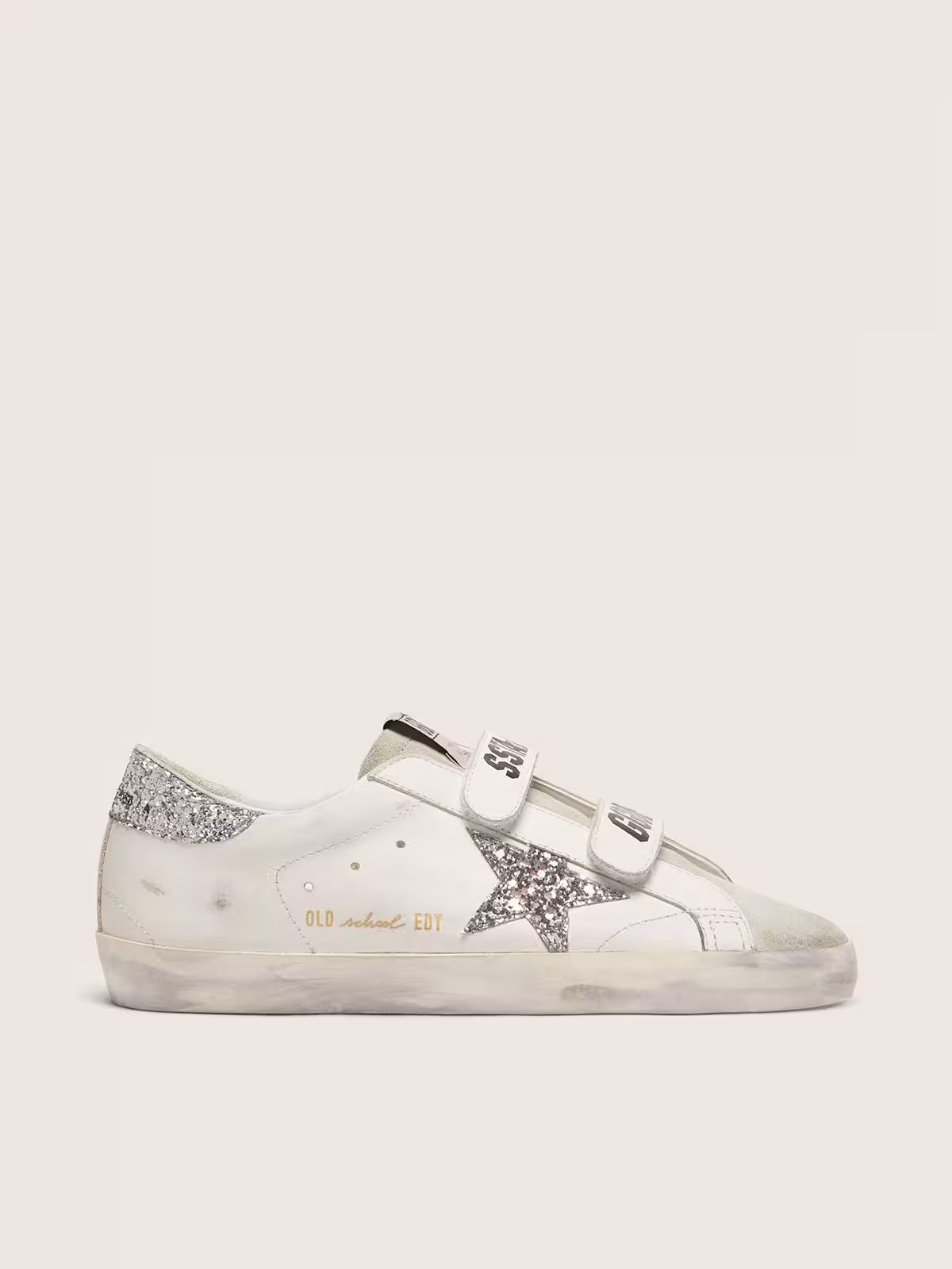 Golden Goose Women’s Old School with silver glitter star and ice-gray - Image 4