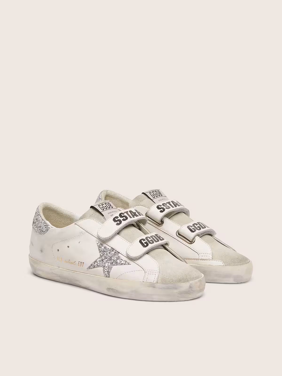 Golden Goose Women’s Old School with silver glitter star and ice-gray - Image 3