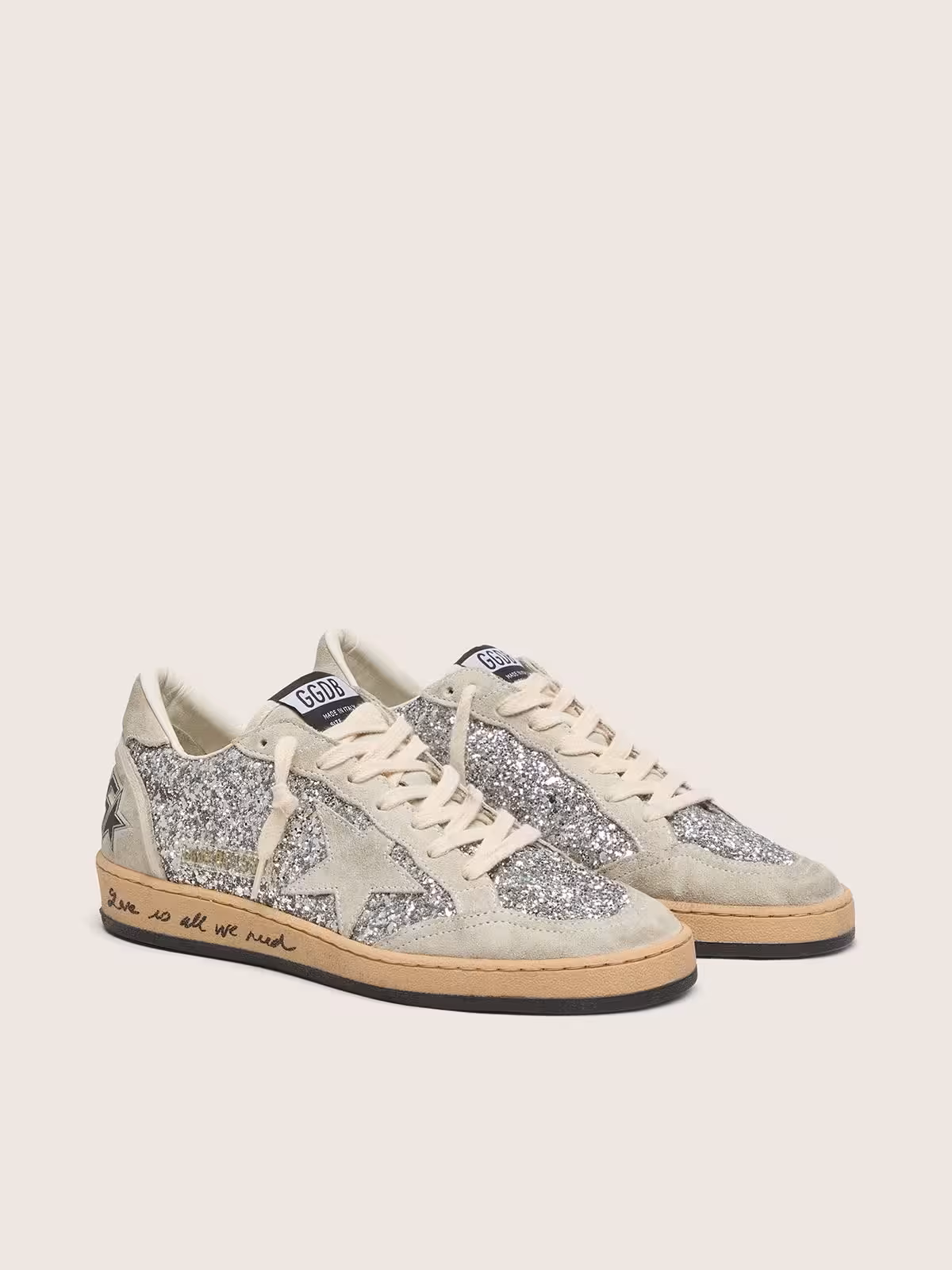 Golden Goose Ball Star in silver glitter with ice-gray suede - Image 5
