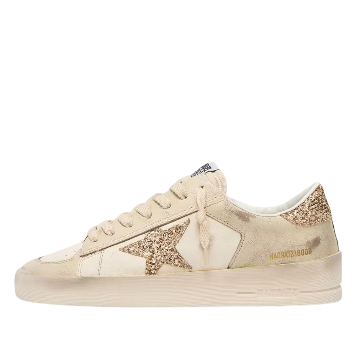 Golden Goose Stardan in ecru nappa gold glitter