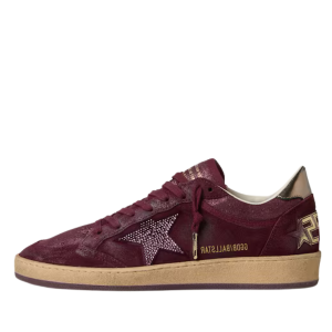 Golden Goose Ball Star in burgundy suede with crystal star