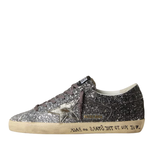 Golden Goose Super Star with glitter upper and silver metallic